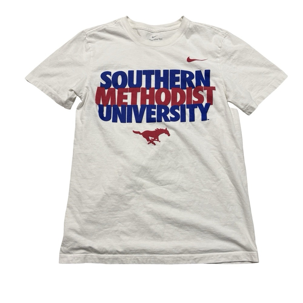 Nike SMU Mustangs T-Shirt White Size Small 18 x 27